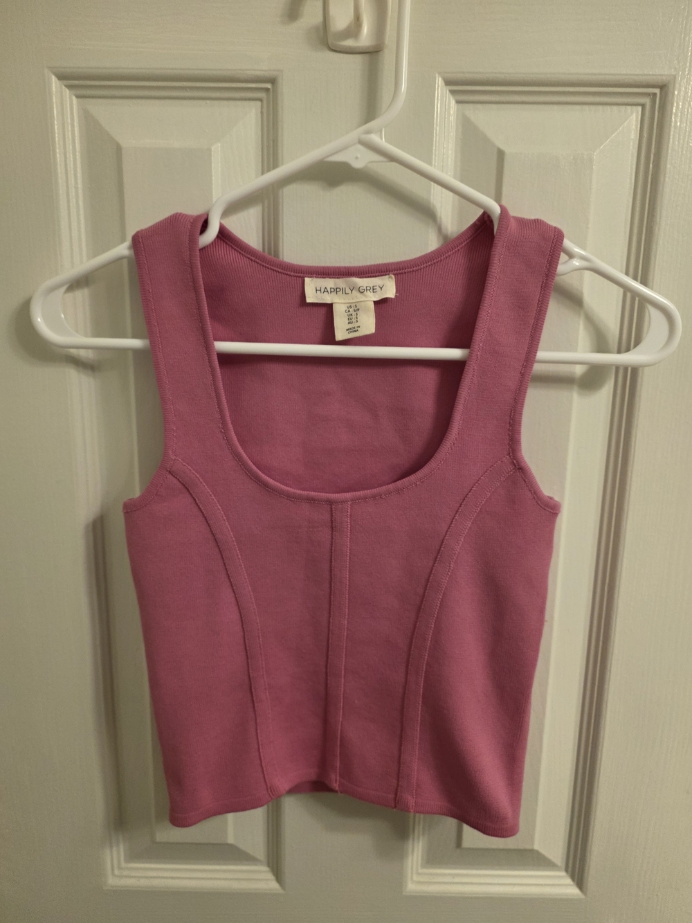 Pink Ribbed Tank Crop Top Size S
